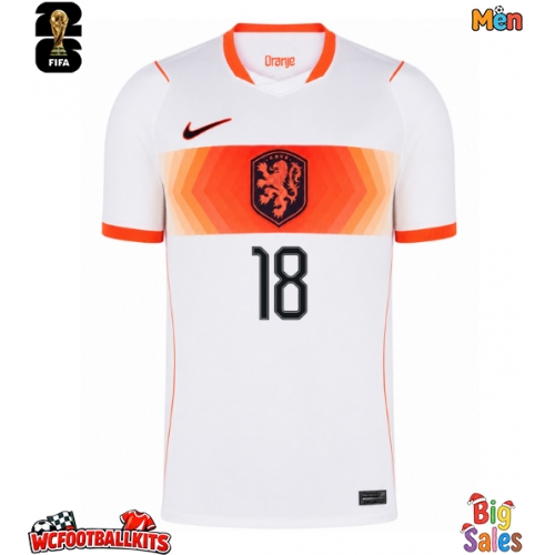 Netherlands Donyell Malen #18 Replica Away Stadium Shirt World Cup 2026 Short Sleeve
